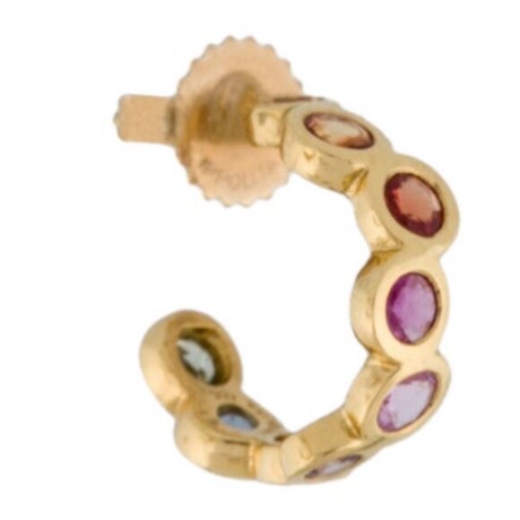 IPPOLITA 18K 750 YELLOW GOLD SAPPHIRE STARLET HUGGIE HOOP EARRINGS - Picture 4 of 10